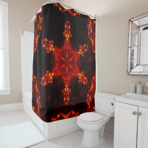 Inferno Nexus – Fiery Kaleidoscope Art Shower Curtain