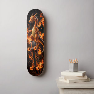 Inferno Orange Fire Dragon Skate Deck