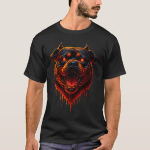 "Inferno Rottweiler" – Fiery Glow Rottweiler Head T-Shirt