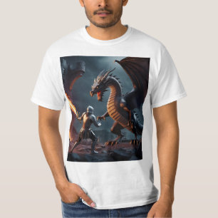 Inferno’s Edge: Knight Faces the Beast T-Shirt