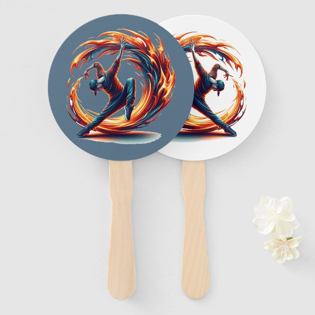 Inferno Spin - Ignite the spirit of Breakdance Hand Fan (Front and Back)
