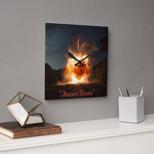 Inferno Square Wall Clock (Office)