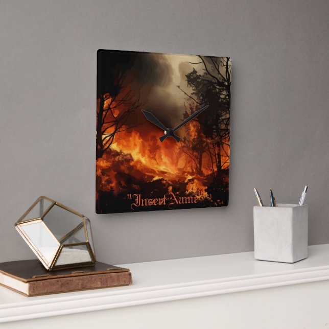 Inferno Square Wall Clock (Office)