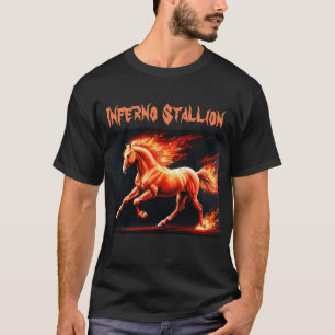 Inferno Stallion: Fiery Black Horse Design T-Shirt