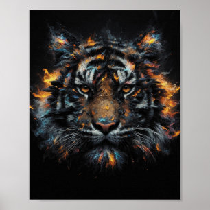 Inferno Tiger – Fiery Wild Tiger Digital Art Poster