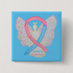 Infertility Awareness Angel Pink & Blue Ribbon Pin