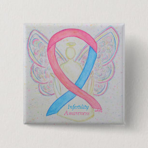 Infertility Awareness Angel Pink & Blue Ribbon Pin