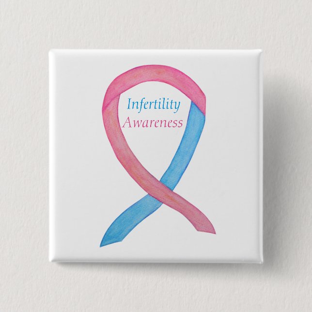 Infertility Awareness Pink & Blue Ribbon Pin (Front)