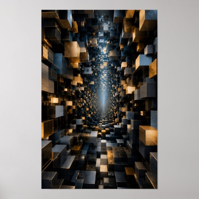 Infinite 3D Cube Tunnel Wall Art (Front)