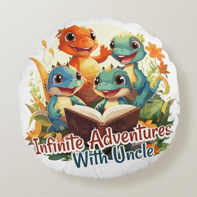 Infinite Adventures With Uncle Round Cushion (Front)