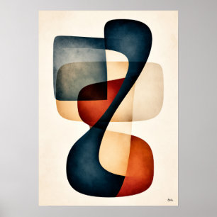 Infinite Balance Japandi Biomorphic Abstract Art Poster