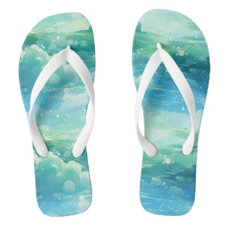 Infinite Blend of Ocean and Sky Flip Flops