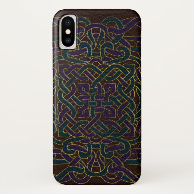 Infinite Celtic Knot Pattern on Leather Case-Mate iPhone Case (Back)