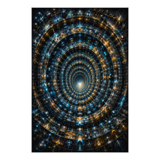 Infinite Cosmic Micro Mosaic Tunnel 3D Poster
