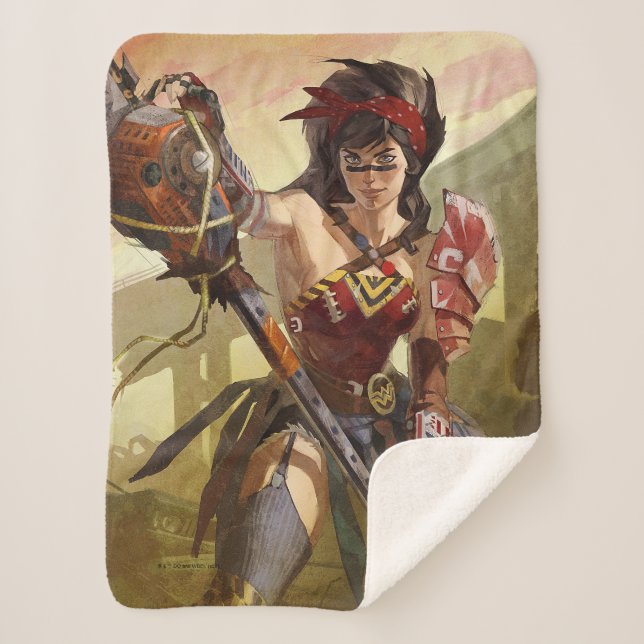 Infinite Crisis Atomic Wonder Woman Illustration Sherpa Blanket (Front)