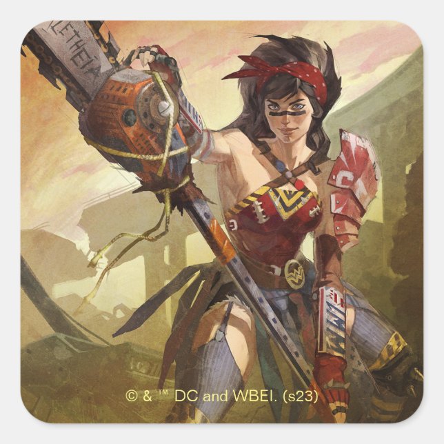Infinite Crisis Atomic Wonder Woman Illustration Square Sticker (Front)