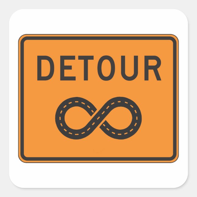 Infinite Detours Sign Cycling Square Sticker (Front)