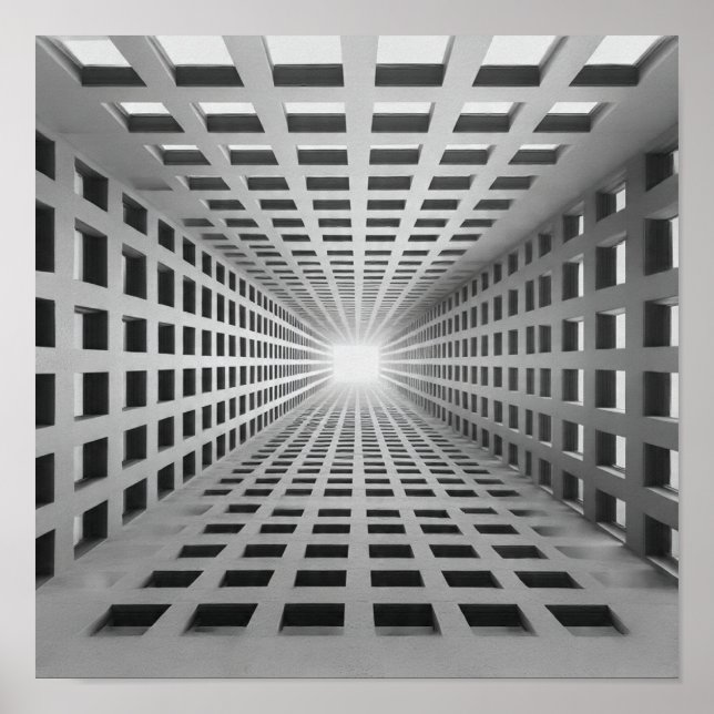 Infinite Geometric Grid Optical Illusion Art Poster (Front)