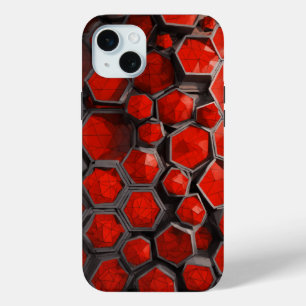 Infinite Geometrics Red & Black Mosaic iPhone 15 Mini Case