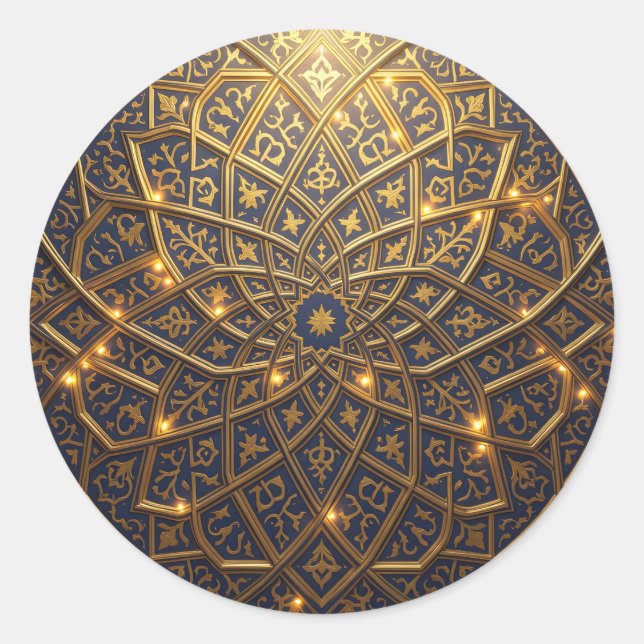 Infinite Geometry – Islamic Geometric Pattern Classic Round Sticker (Front)