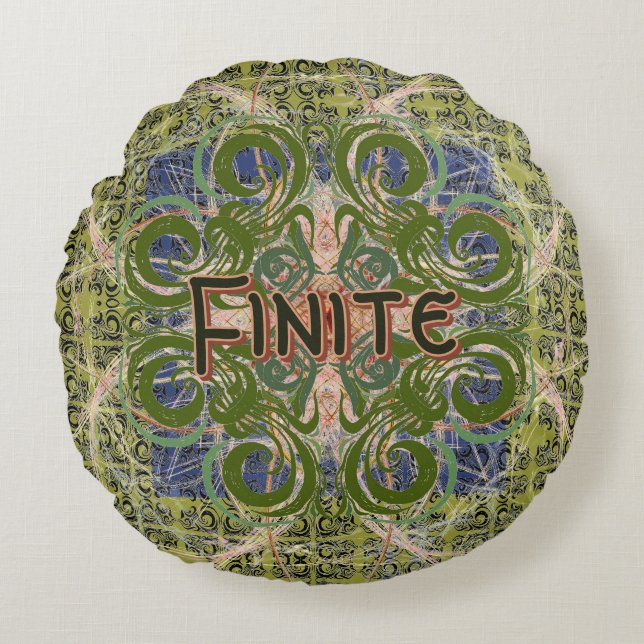 Infinite - Green Abstract by Alexandra Cook Round Cushion (Front)