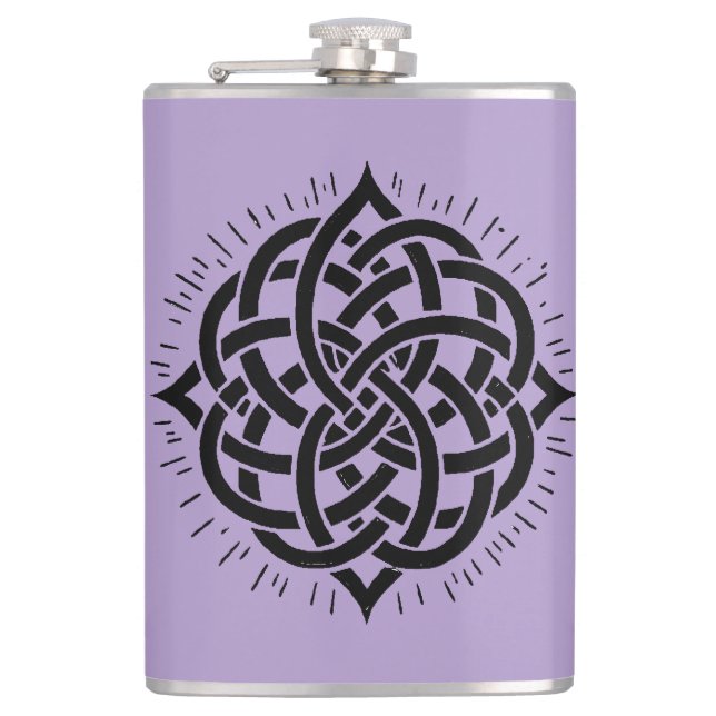 Infinite Harmony: Sacred Mandala Celtic Symbol Art Hip Flask (Front)
