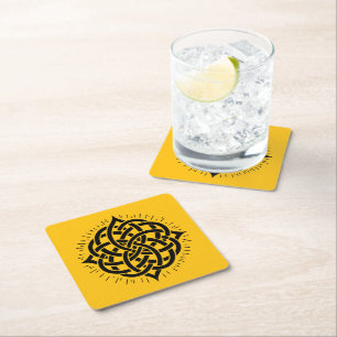 Infinite Harmony: Sacred Mandala Celtic Symbol Art Square Paper Coaster