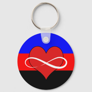 Infinite Heart with Flag Key Ring