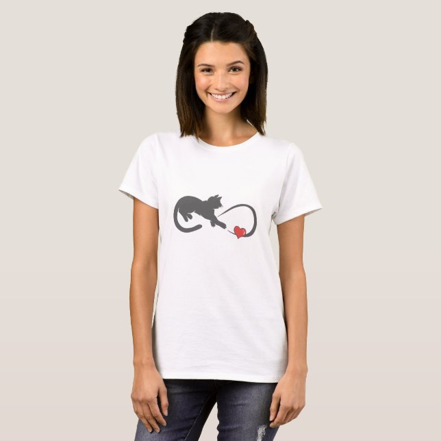 Infinite hearth cat silhouette - Choose back color T-Shirt (Front Full)