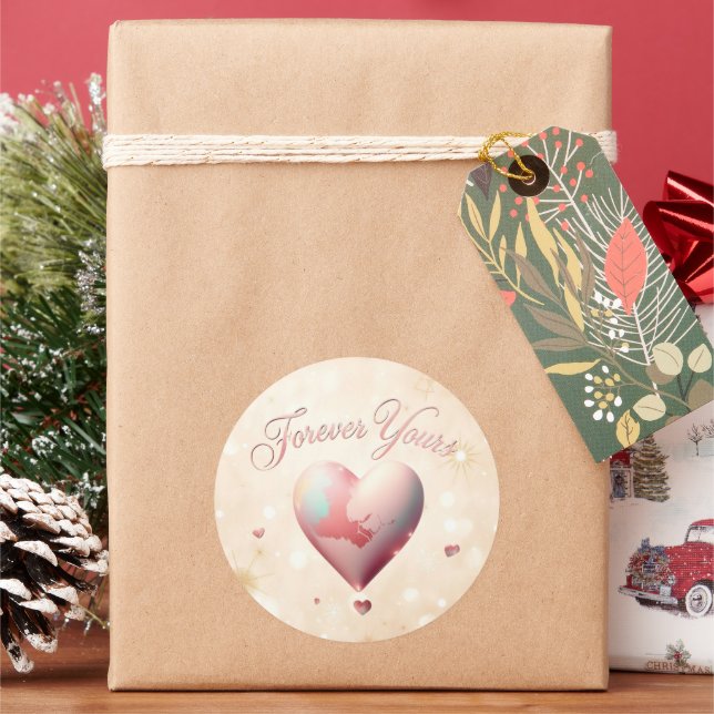 "Infinite Heartstrings Tied" Classic Round Sticker (Holiday)