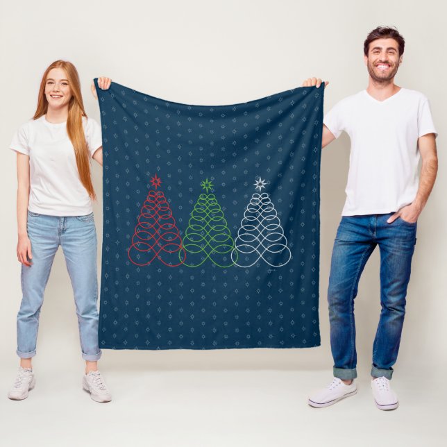 Infinite Love Christmas Tree - Blue,Red,Green Fleece Blanket (In Situ)