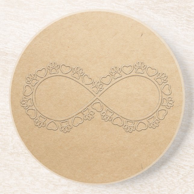 Infinite Love Dog Paw Print Coaster (Front)