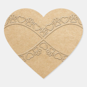 Infinite Love Dog Paw Print Heart Sticker