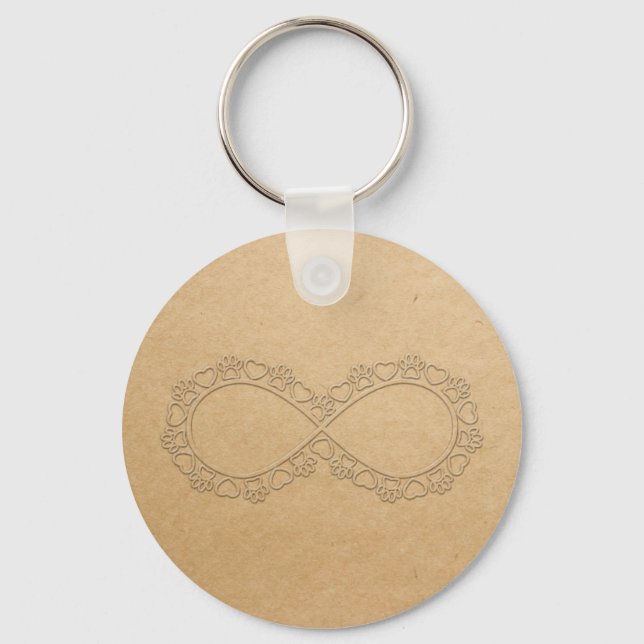 Infinite Love Dog Paw Print Key Ring (Front)