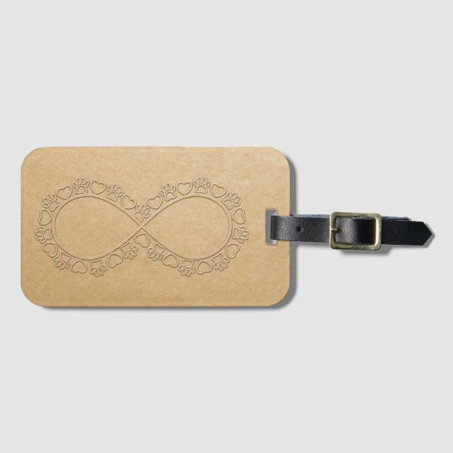 Infinite Love Dog Paw Print Luggage Tag (Front Horizontal)