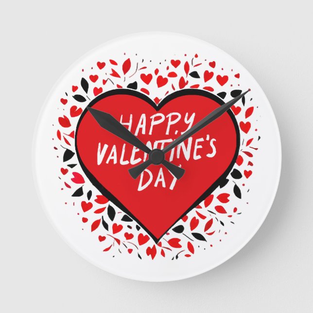 Infinite Love on Valentine's Day Round Clock (Front)