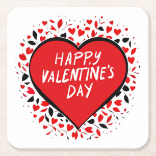 Infinite Love on Valentine's Day Square Paper Coaster