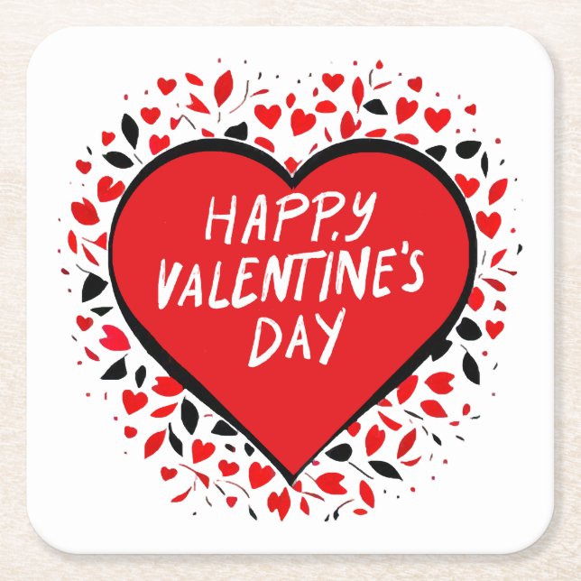 Infinite Love on Valentine's Day Square Paper Coaster (Front)