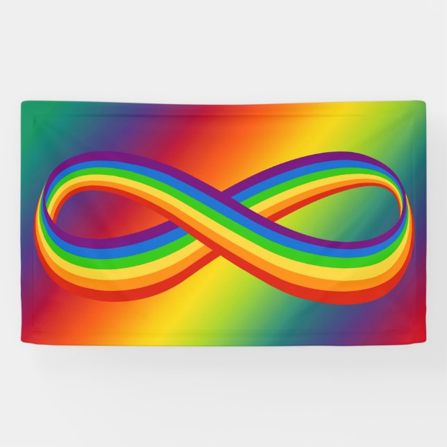 Infinite Love Symbol Rainbow Cool Infinity Pride Banner (Horizontal)