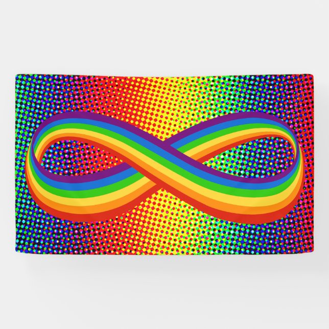Infinite Love Symbol Rainbow Cool Infinity Pride Banner (Horizontal)