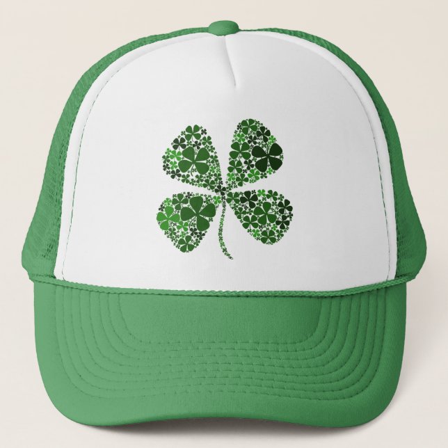 Infinite Luck 4-leaf Clover Trucker Hat (Front)