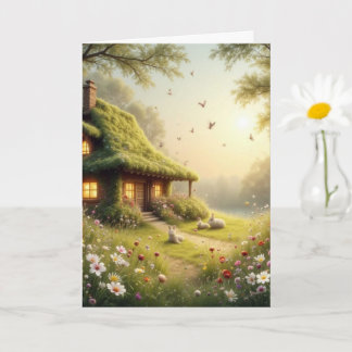 Infinite Meadows Scene – Cosy Cottage Wildflowers Card