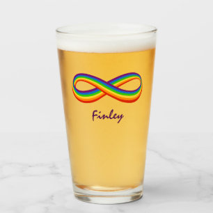 Infinite Rainbow Love Symbol Custom Gay Pride Glass