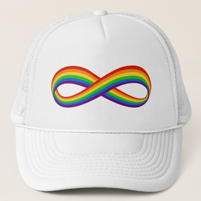 Infinite Rainbow Love Symbol Custom Gay Pride Trucker Hat (Front)