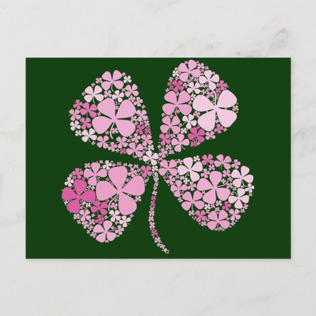 Infinitely Lucky Pink Clover Postcard (Front)