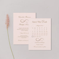Infinity Blush Gold Calendar Save The Date Wedding