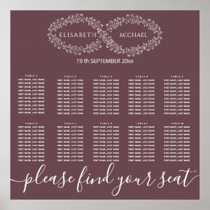 Infinity burgundy botanical romantic elegant poster