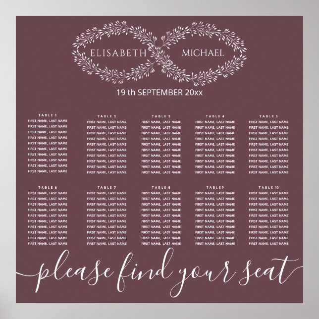 Infinity burgundy botanical  romantic elegant poster (Front)
