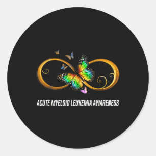 Infinity Butterfly Acute Myeloid Leukaemia Awarene Classic Round Sticker