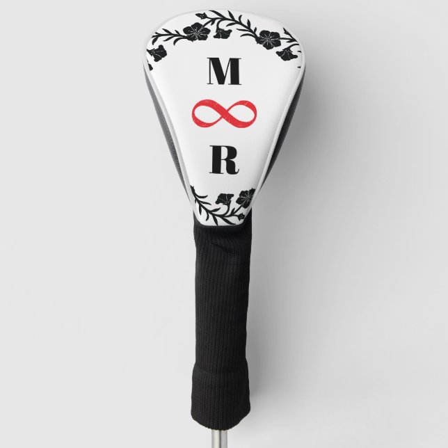 Infinity Couple R & M Black Minimalism Silhouette  Golf Head Cover (Front)